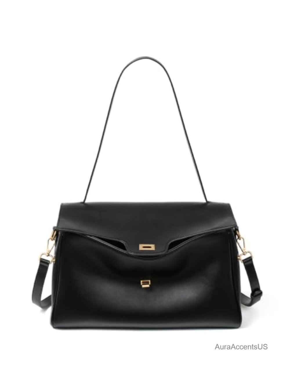 Vegan Leather Slouchy Shoulder Bag Expandable Crossbody Satchel Purse